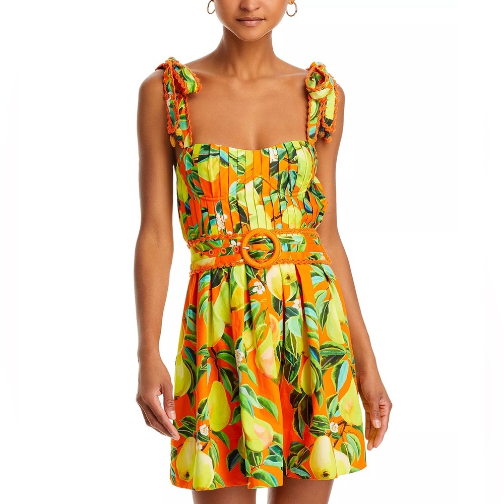 Farm Rio orange chicken pears mini dress size medium NWT